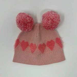 Tucker + Tate. Pink Pom Pom. Hat. Heart detail. Size 0-12 months